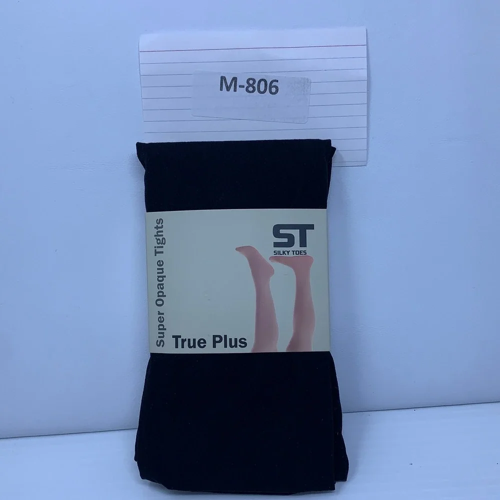 Silky Toes Womens 5/6 Black True Plus Super Opaque Tights 1233